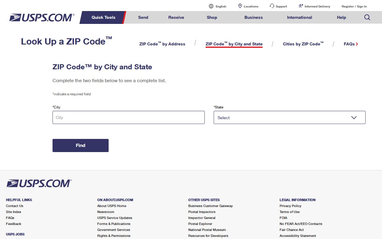 Dunbar ZIP code USPS lookup form