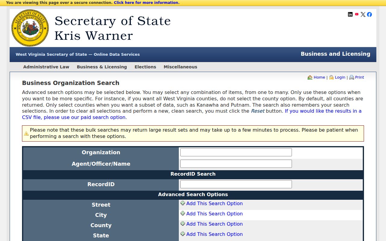 Dunbar resident records business organization search